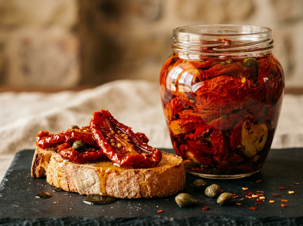 pomodori secchi sott'olio Bottega Imperiale gourmet rosso intenso, olio dorato, sapore mediterraneo