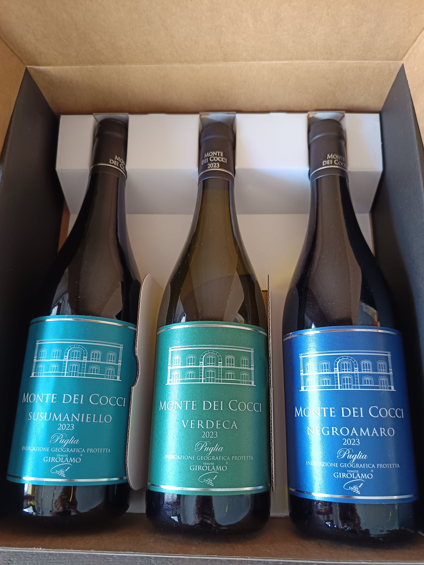 tris vini pugliesi acquista online pagina web shop vitigni Negroamaro Susamaniello Verdeca comprare annata 2023 Puglia IGP bottega imperiale invio gratis