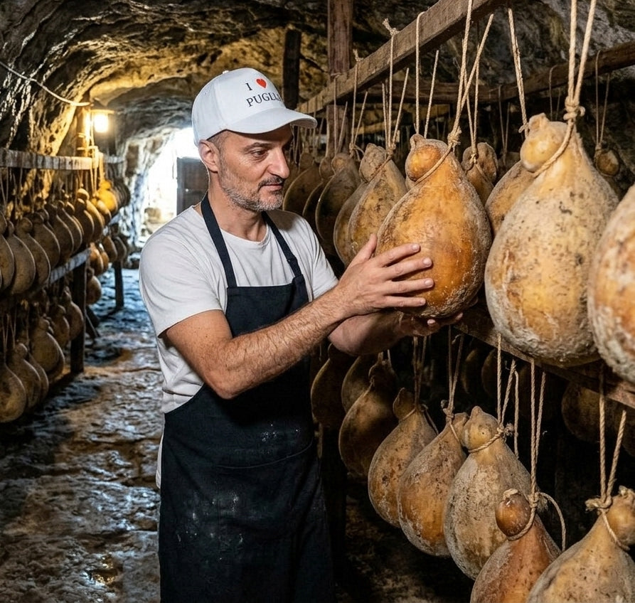 grotta nella Foresta Umbre del Parco Naturale Gargano Provolone Pugliese stagionato