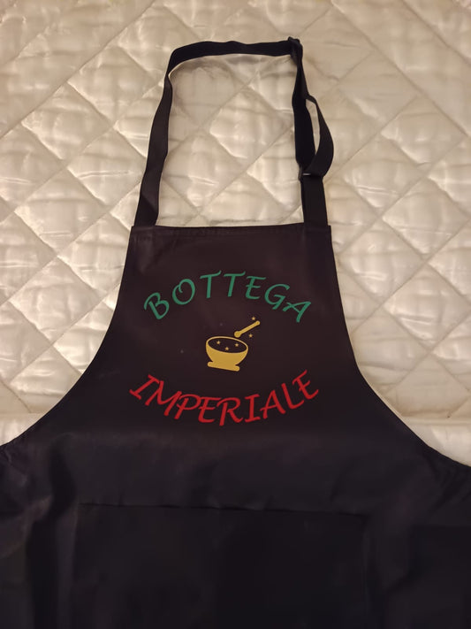 Grembiule nero uomo donna unisex impermeabile regolabile poliestere 100% lavabile in lavatrice bottega imperiale
