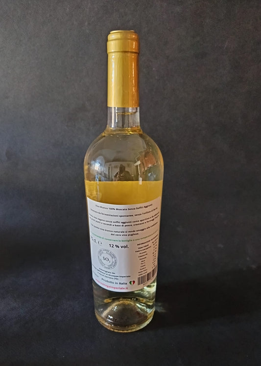 vino vestiti di bianco moscato 100% pugliese vegano senza solfiti aggiunti bottega imperiale 