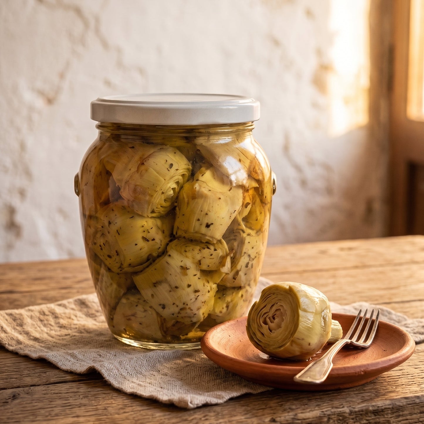 Cuori di carciofi interi sott'olio con aglio e prezzemolo. Conserve antipasti pugliesi bottega imperiale cuore di carciofo