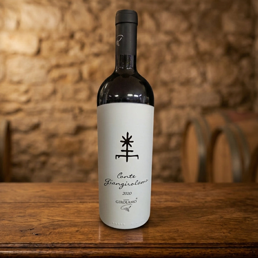 Conte GianGirolamo, vino rosso IGP Puglia 2020, uvaggio di Primitivo e Negroamaro.