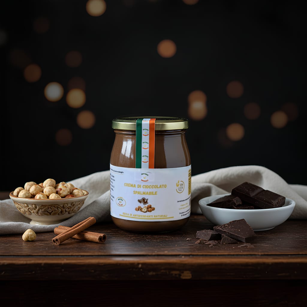 comprare online crema di nocciole bottega imperiale crema di cioccolato spalmabile senza glutine senza conservanti genuina con cacao theobroma purezza gianduja made in italy 100% italiana choco pugliese
