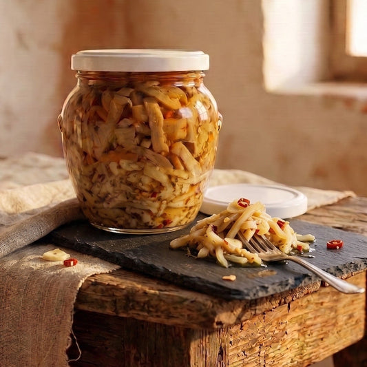 Vaso di melanzane a filetti sott'olio da 550 gr 100% pugliesi bottega imperiale