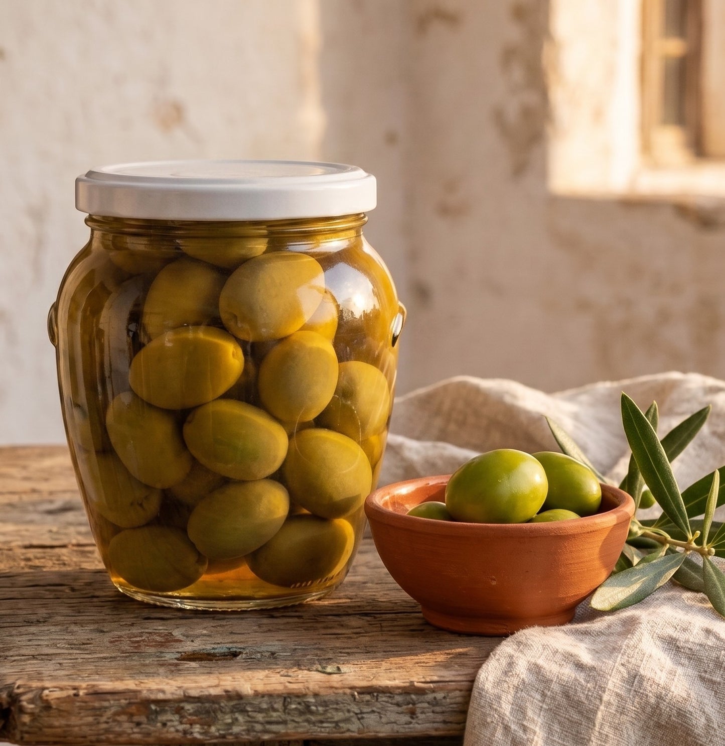 Vaso di olive verdi Bella di Cerignola pezzatura grande da 550 gr. bottega imperiale salento