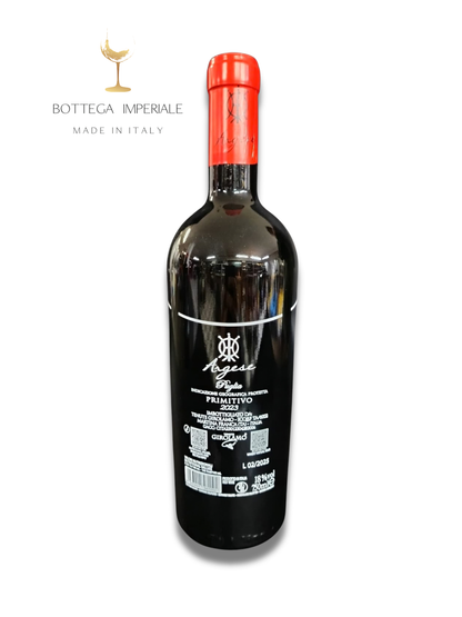 comprare online vino pugliese  l'ARGESE Primitivo IGP 2023: vendemmia tardiva, appassimento naturale e 12 mesi in barrique francese. Vino pugliese artigianale 18% vol. salento shop online bottega imperiale salentina